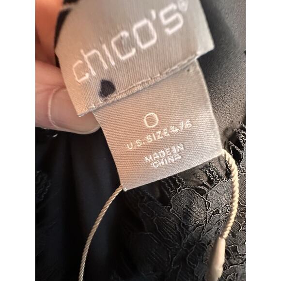 Chico's Convertible Striped Tank Black Lace Pleated Peplum Women’s Sz 0 (4-6 US) - Picture 8 of 16